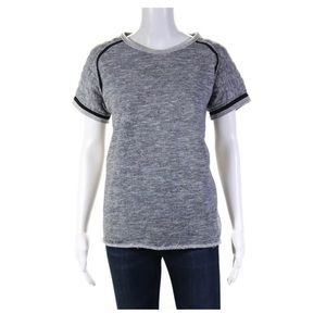 IRO Womens Cotton Crew Neck Short Sleeve Sweater Shirt Gray Size 12